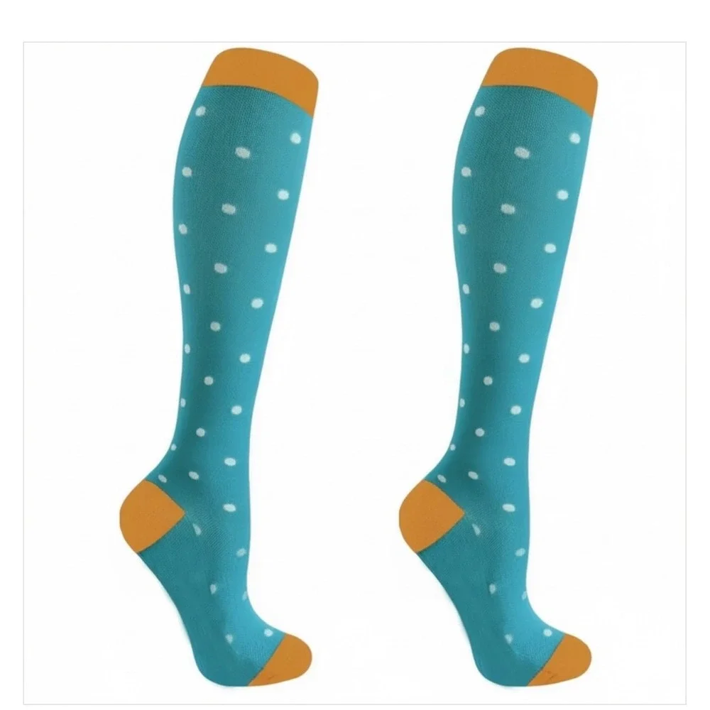 Unisex 20-30 mmHg‎ Compression Socks L/XL Knee High Medical Whimsical 2 Pack NEW